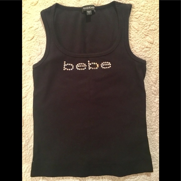 Bebe Tops Bebe Black Cropped Tank Top Poshmark
